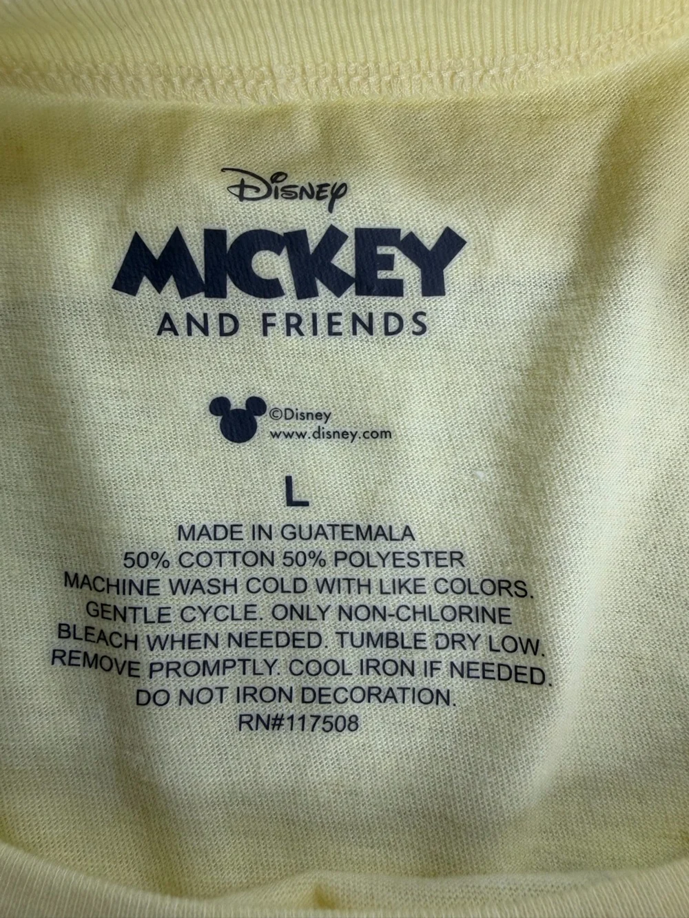 Disney Yellow Mickey & Friends Graphic Tee Size Large (W-S/M)